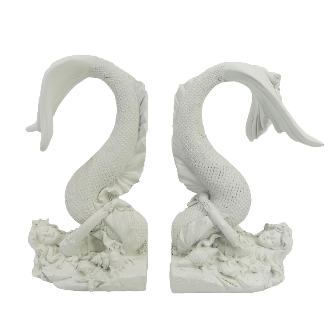 Kapri Resin Whtwsh Mermaid Bookends