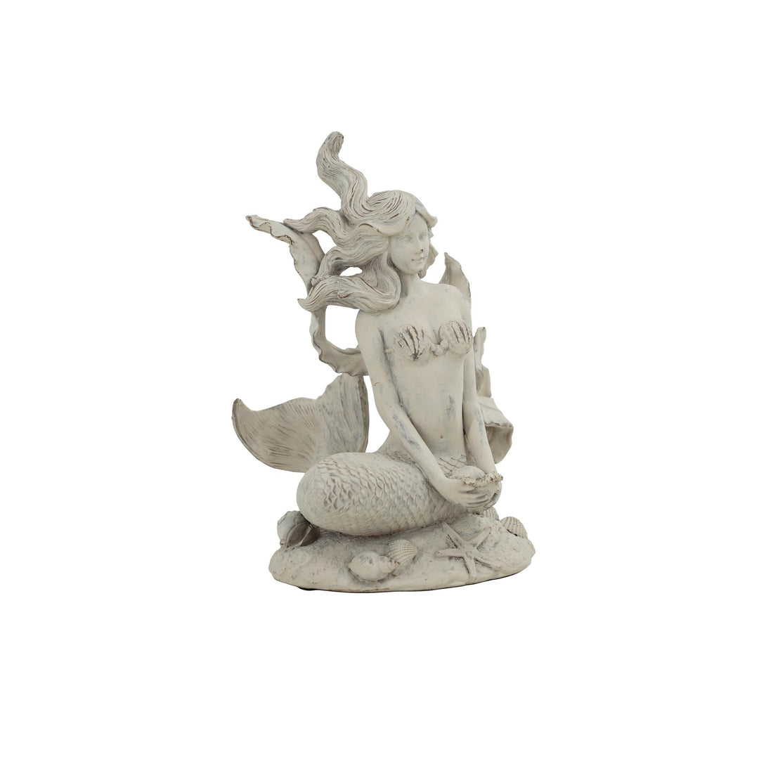 Trident Resin Whtwsh Mermaid W/Shells