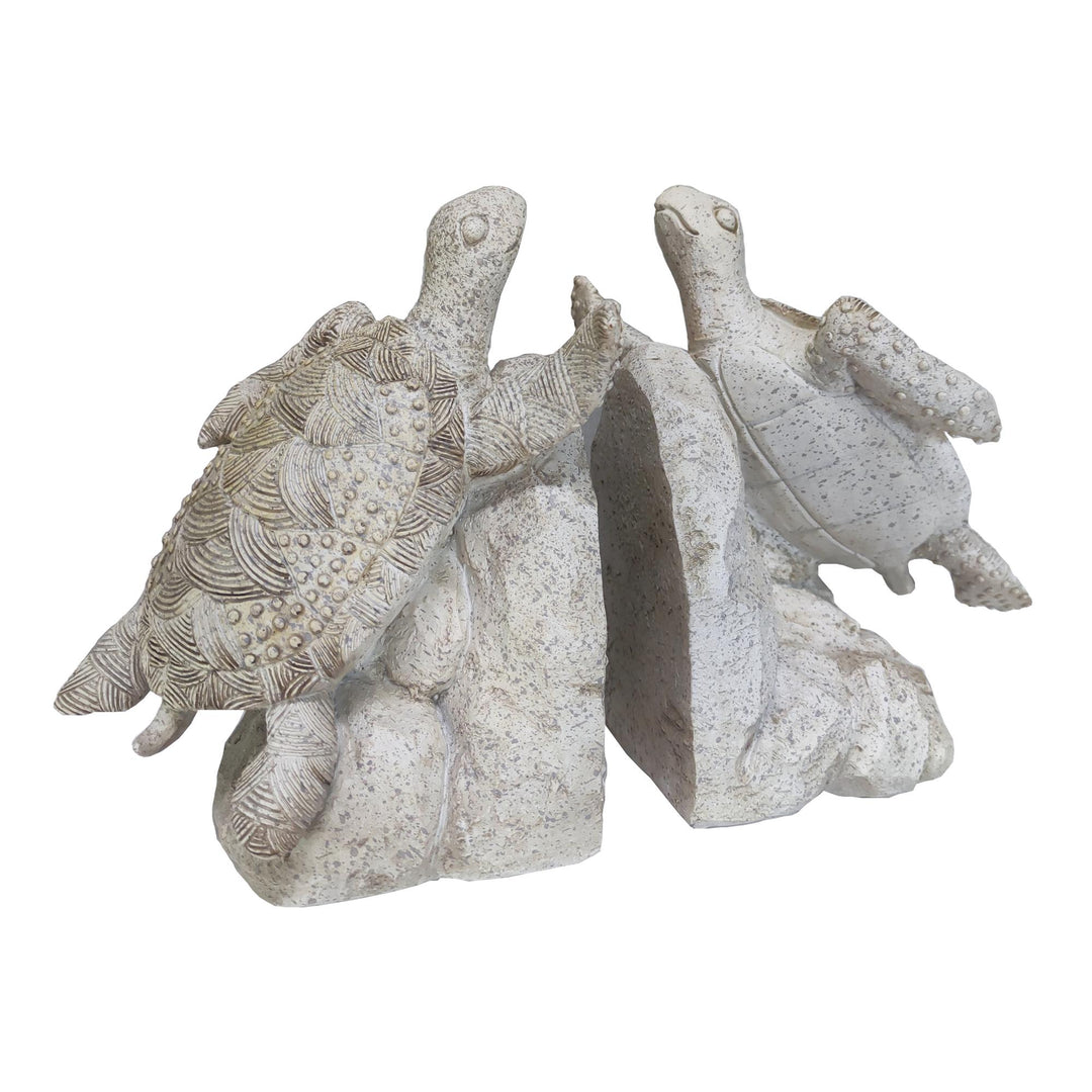 Keppel Whitewash Resin Turtle Bookends
