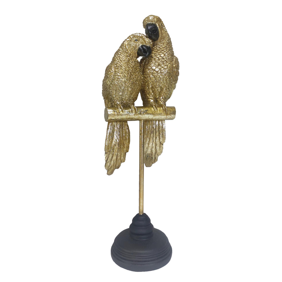 Mimosa Gold Resin Parrot Pair On Stand