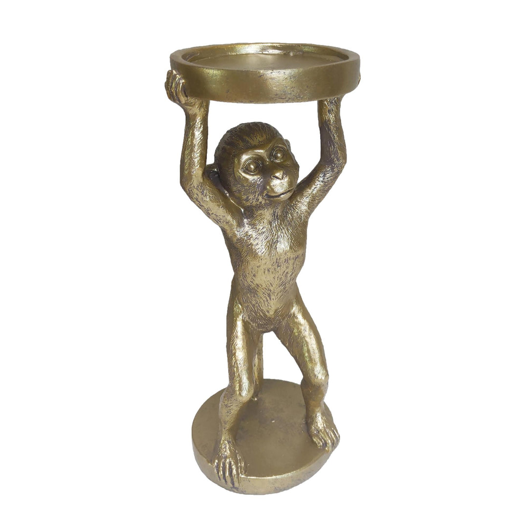 Nairobi Gold Resin Monkey Pillarhldr Lge