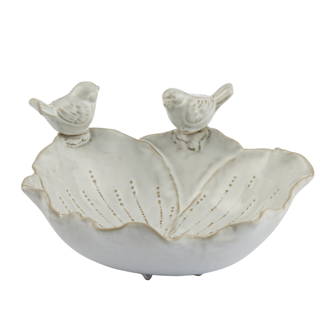 Birds on a Ceramic Bowl 18x16x10cm White