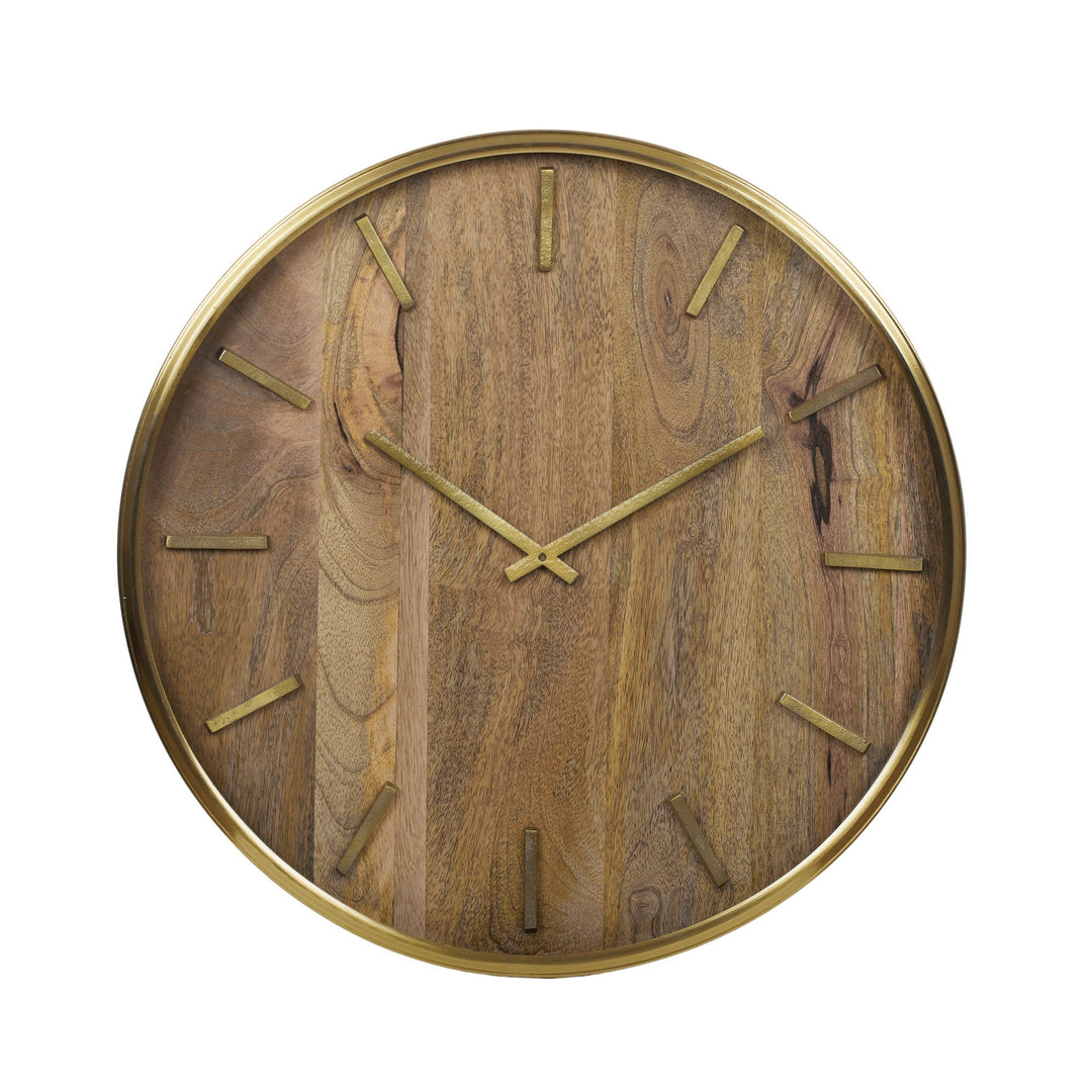 Orlando Wood/Metal Clock 51cm Nat Gold