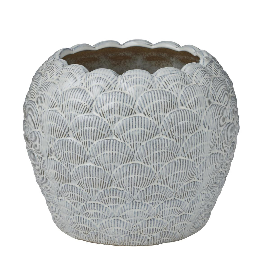 Cockle Ceramic Pot 24x20cm White