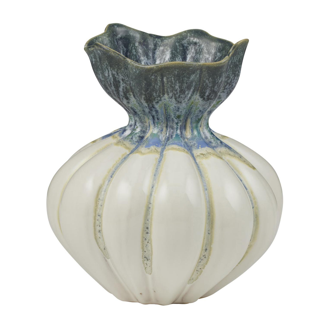 Pincer Ceramic Vase 20x22cm Blue/White