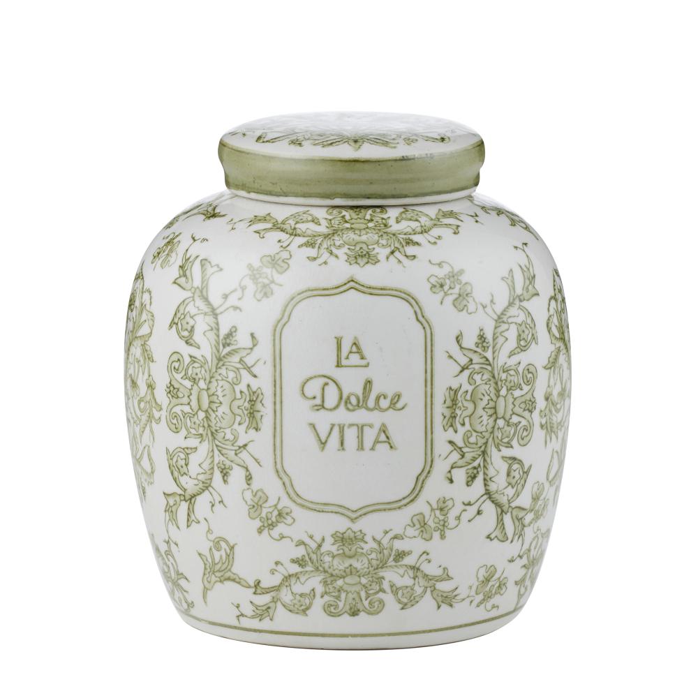 Puglia Ceramic Jar 13.5x18.5cm Olive