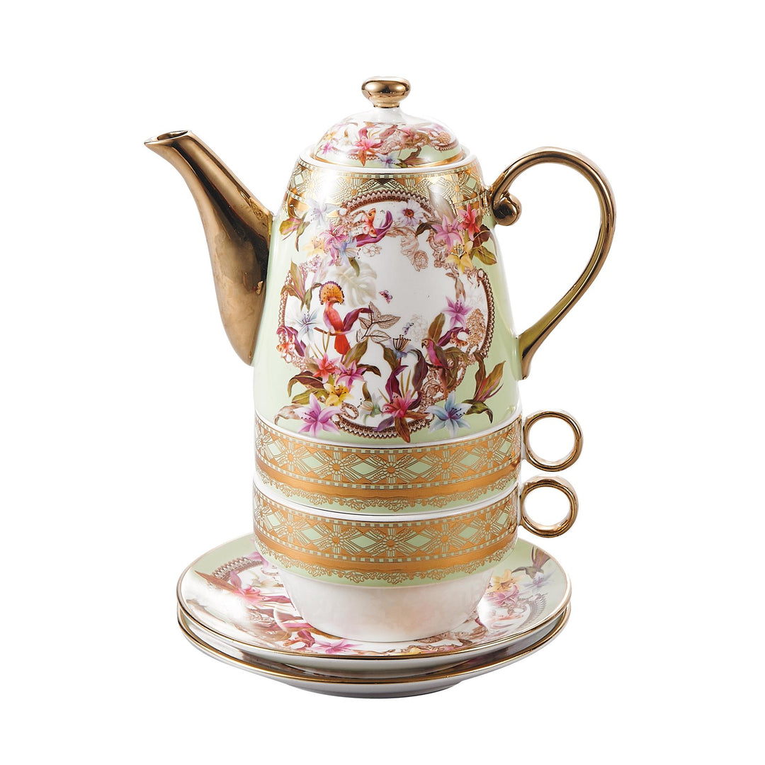 Milano Tea For Two Grn Rose Floral