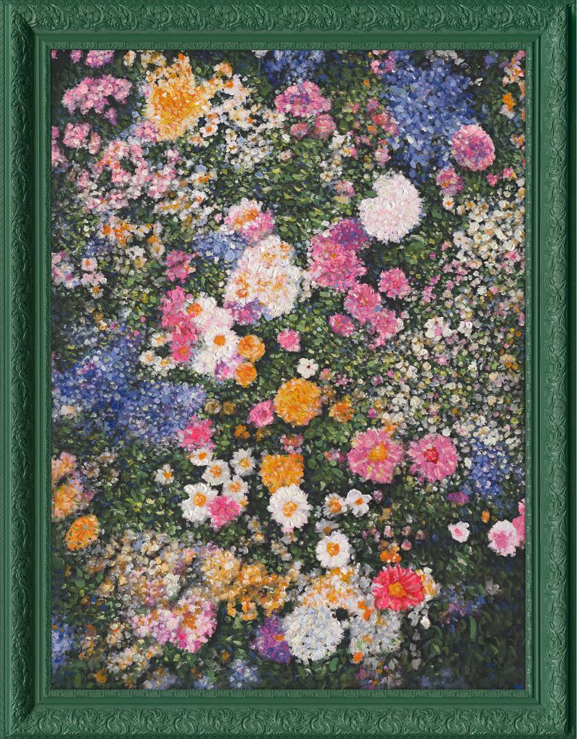 Elizabethan Floral B 3D Green Frame 90x120cm