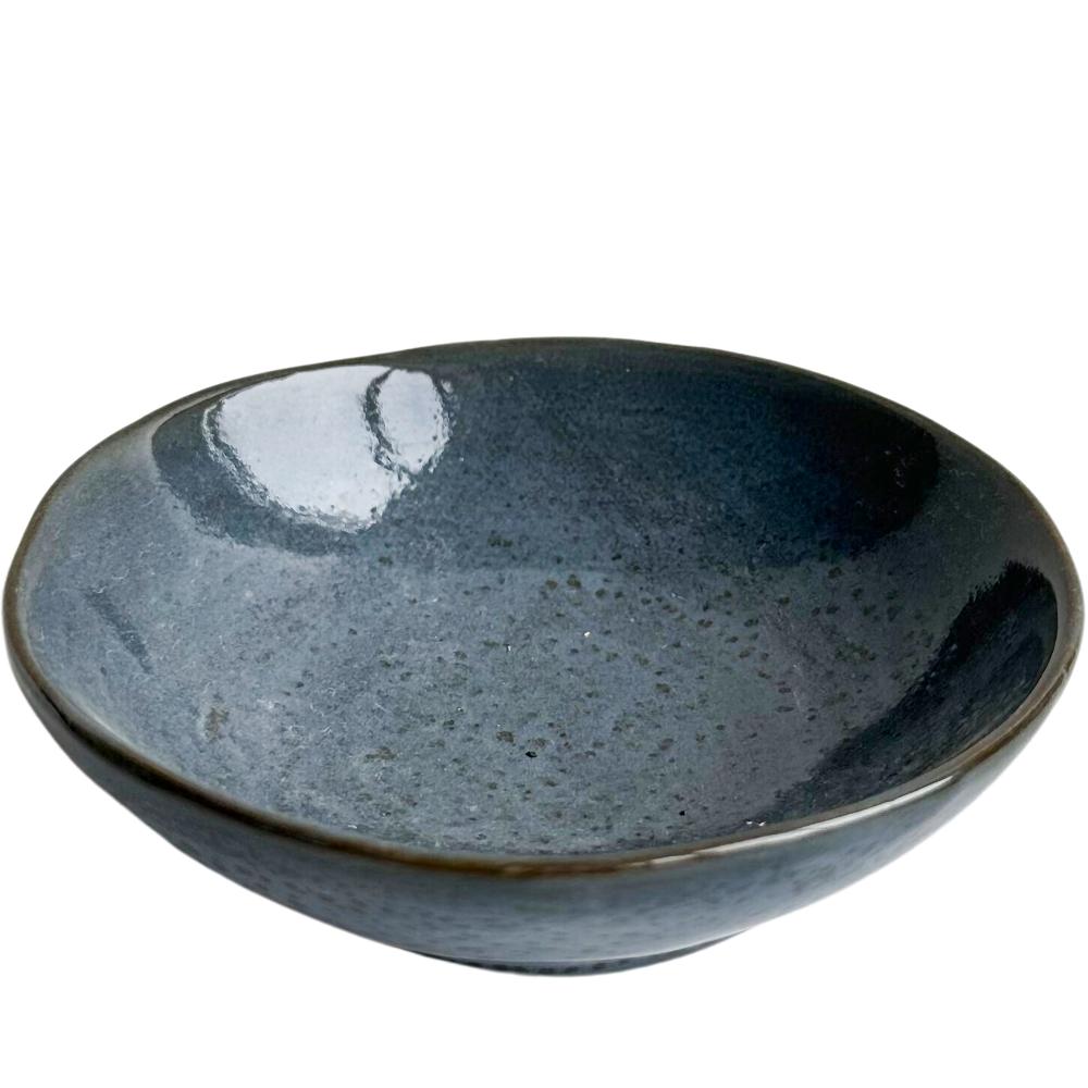 Ceramic Sauce Dish Gray Blue 10x3