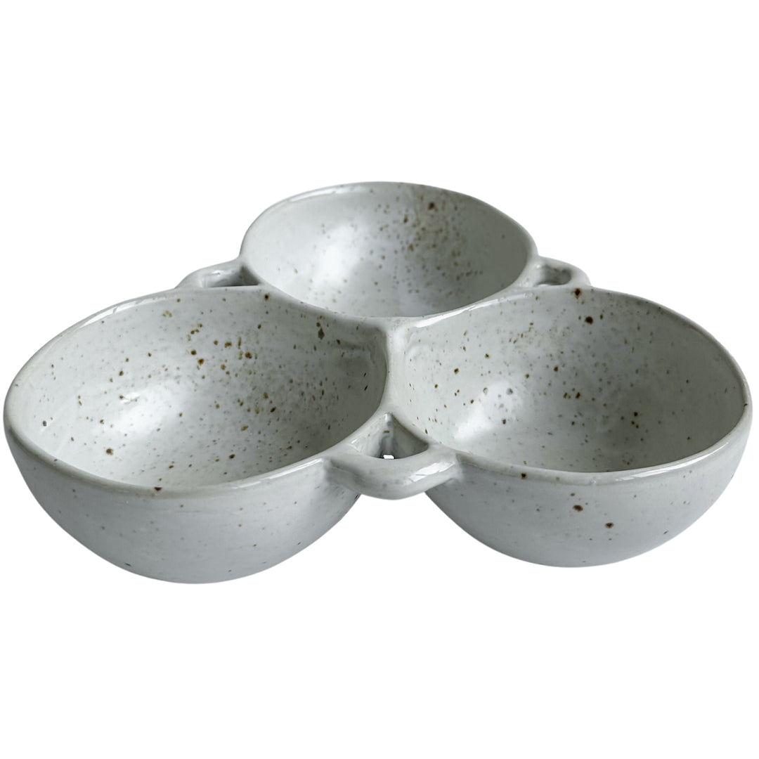 Ivory Ceramic 3 Snacker 17x16
