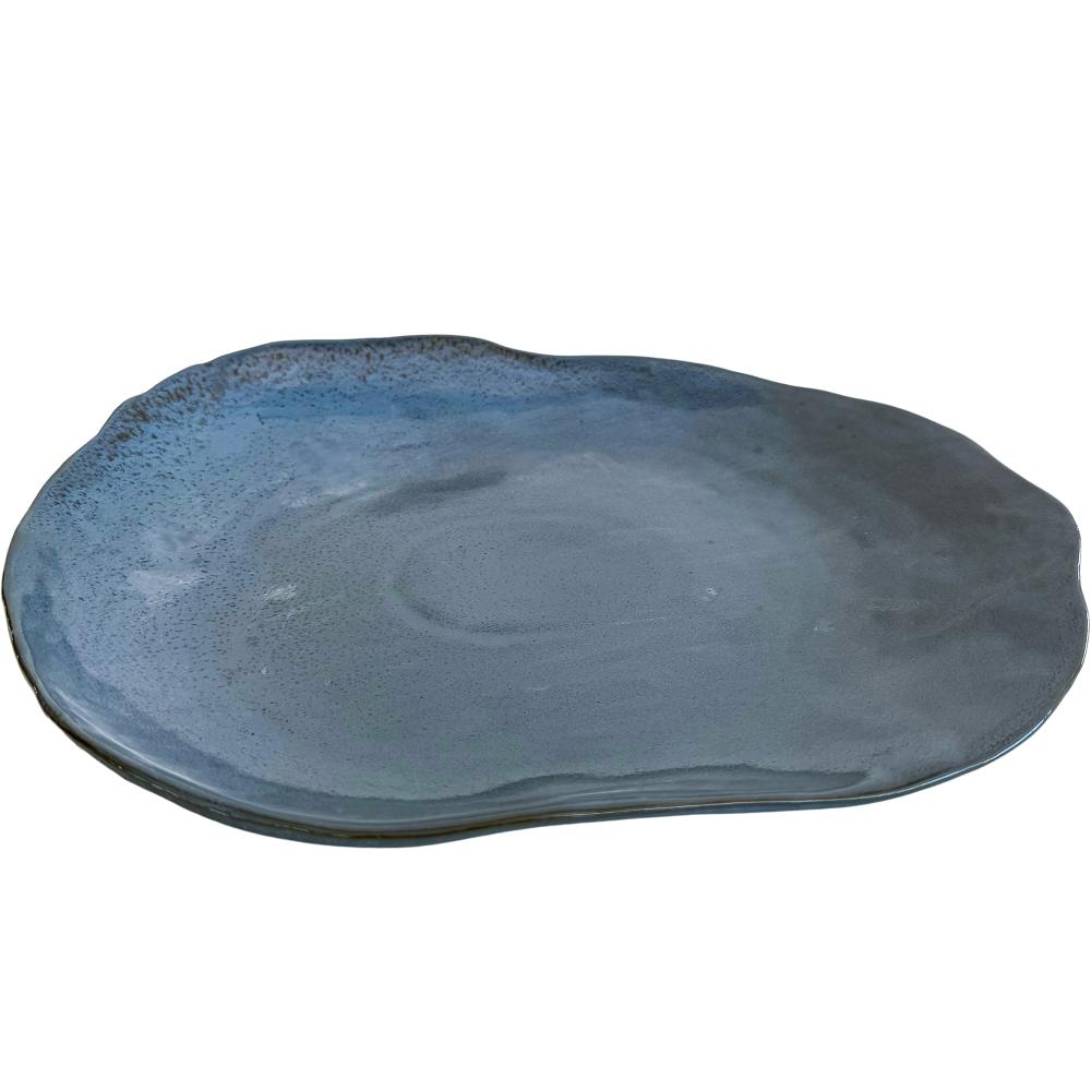 Abstract Dish Grey Blue 31x25