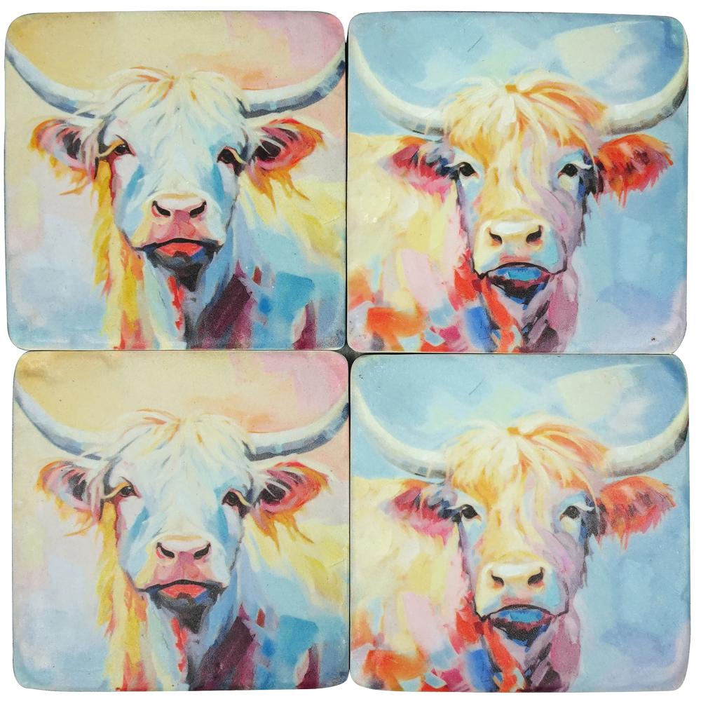 Moo-dy Blue Resin Coasters S4