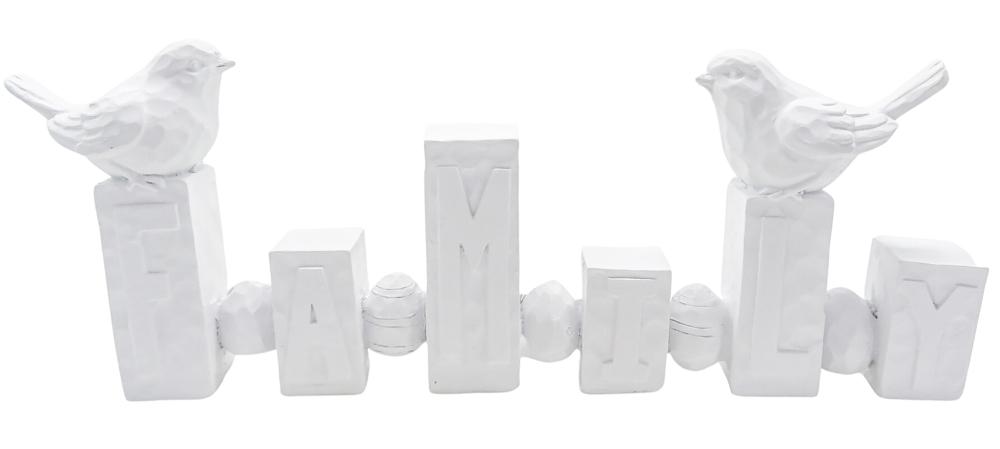 Family Word Birds 23x10cm White