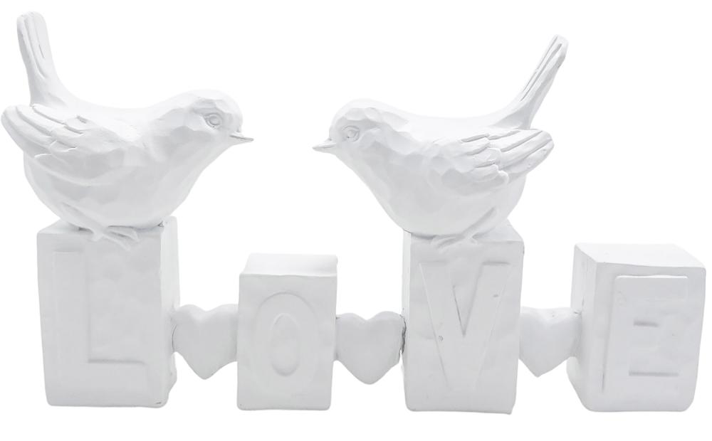 Love Word Birds 17x10cm White