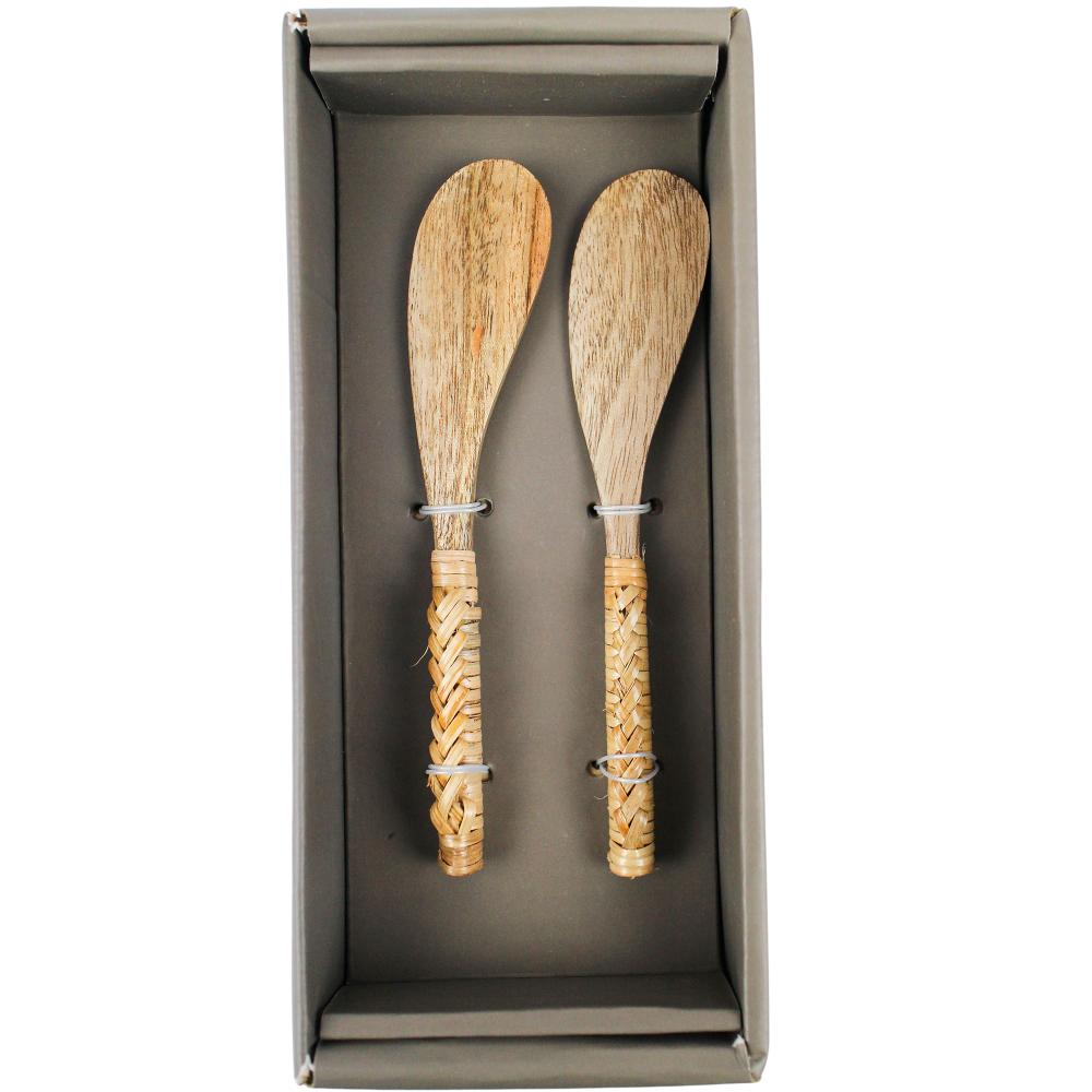S/2 Spreader Set Rattan 16x7cm