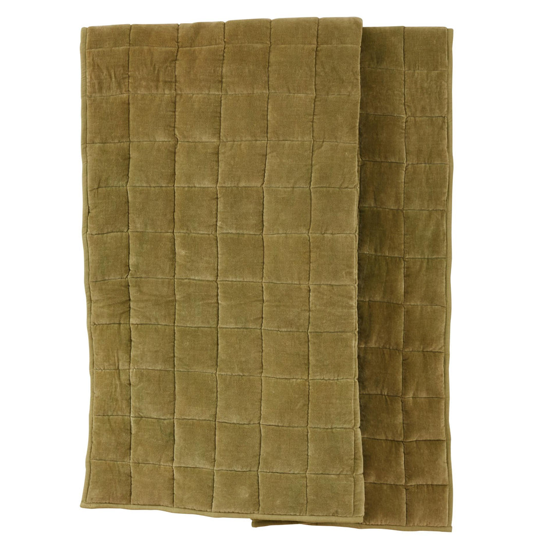 Vera Quilted Throw 130x180cm Olive Velvet