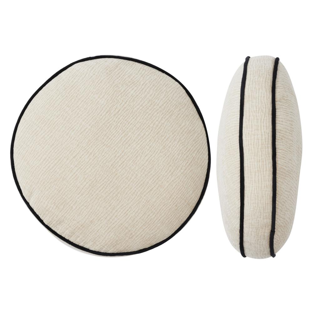 Lava Round Cushion 40cm Ivory/Black Velvet