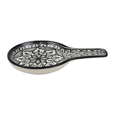 Aleah Spoon Rest 14x22cm Black/White Ceramic
