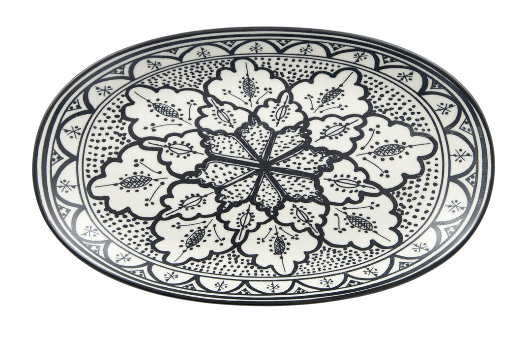 Aleah Oval Dish 12x20.5cm Black/White Ceramic