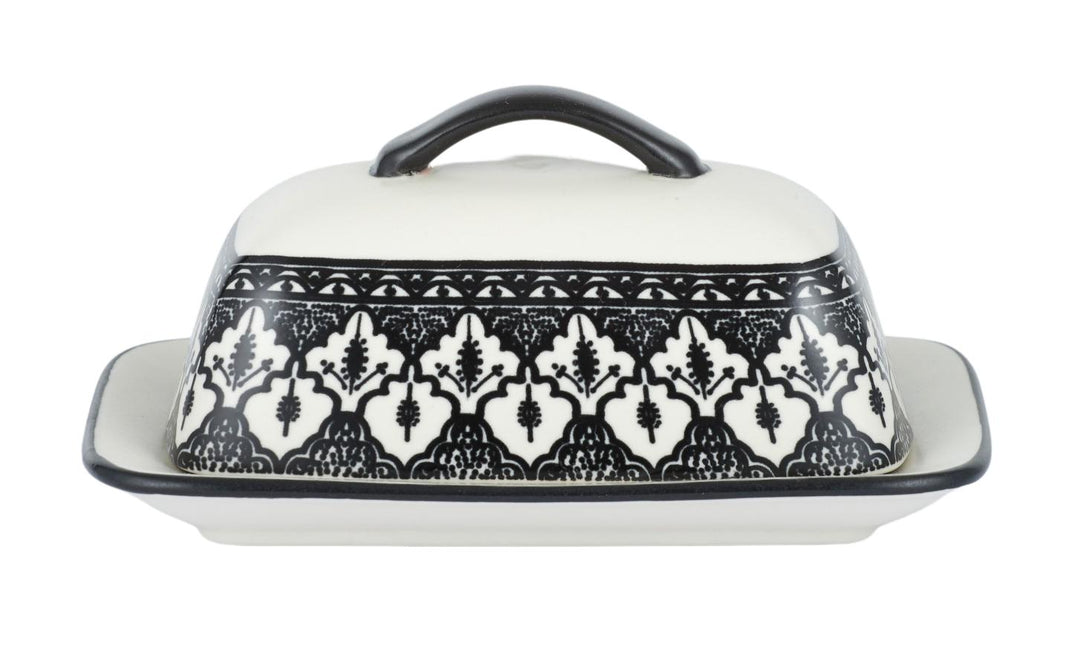 Aleah Butter Dish 18x12.5x9cm Black/White Ceramic