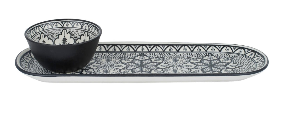 Aleah 2pc Serve Set 36x11x5cm Black/White Ceramic