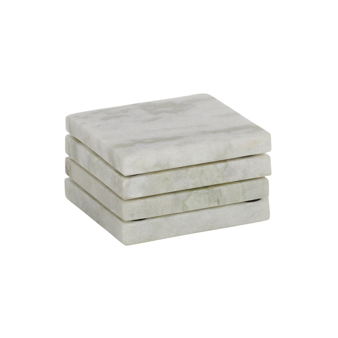 Neo Square Marble Coaster 10cm Green S/4