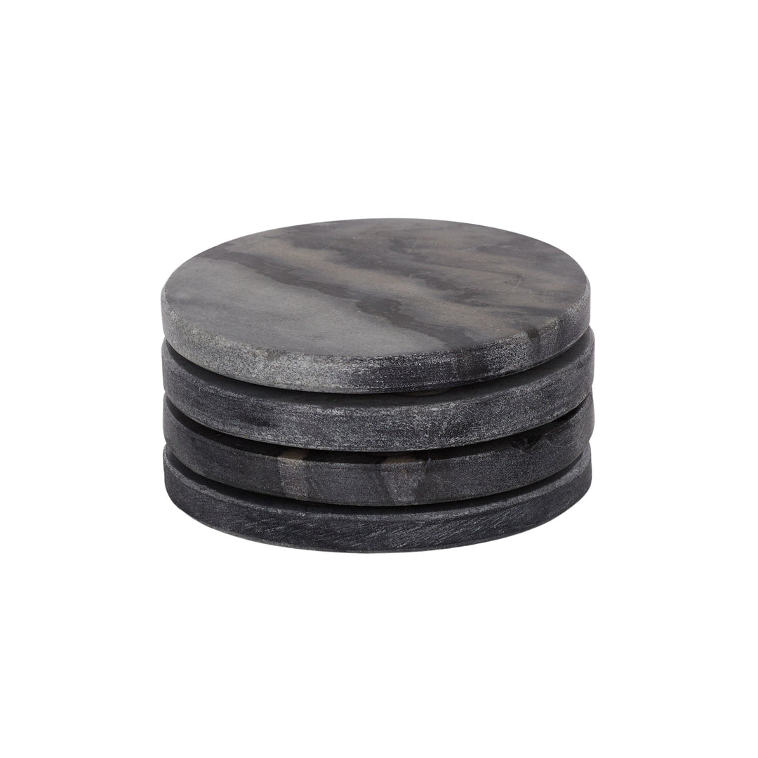 Neo Round Marble Coaster 10cm Grey S/4