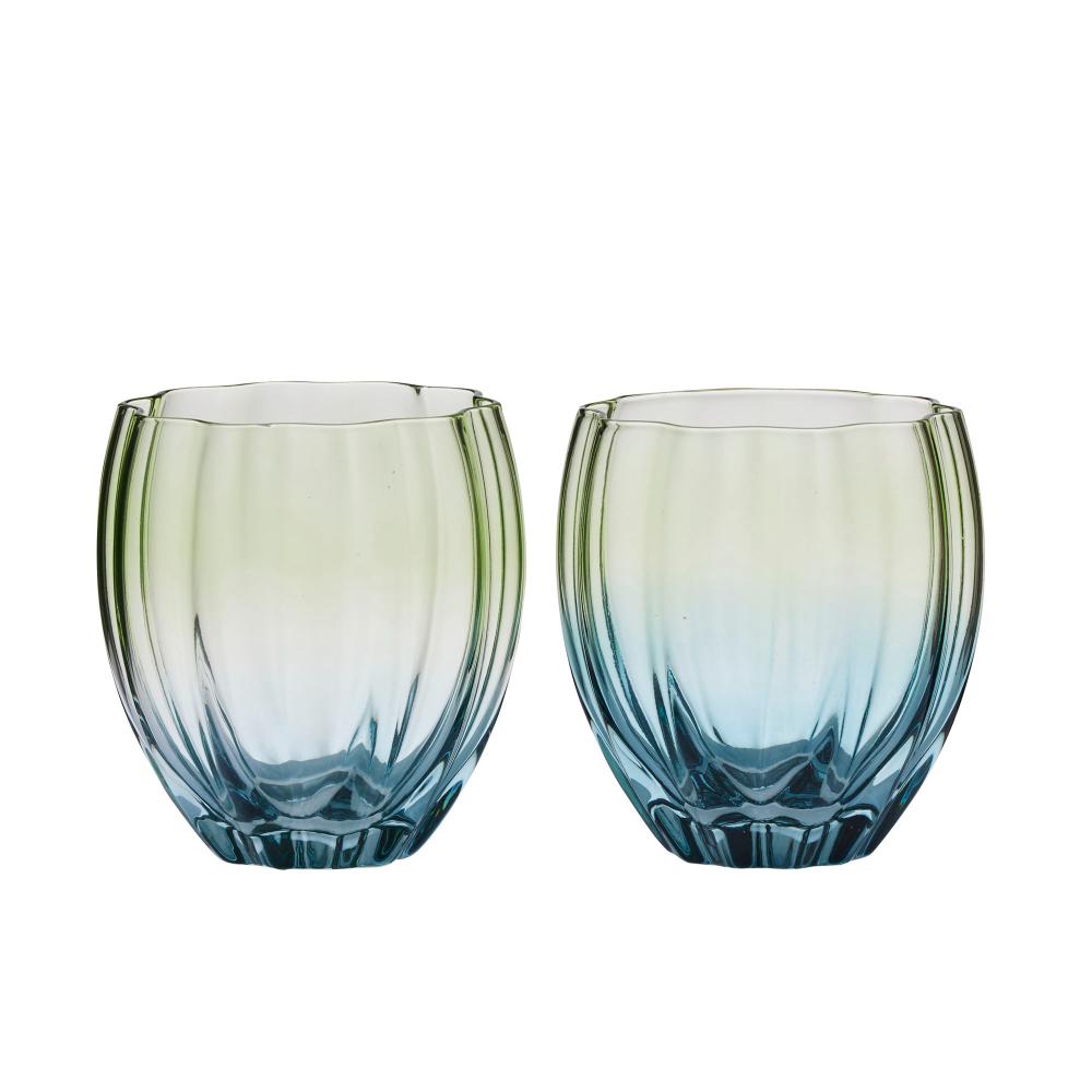 Lotti S/2 Tulip Tumbler 8x4x10cm Green/Blue