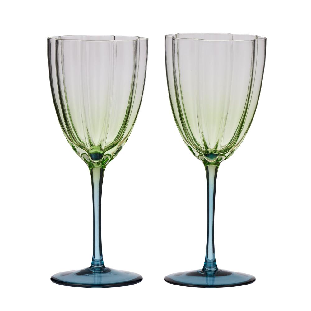 Lotti S/2 Tulip Wine Glass 8x22cm Green/Blue