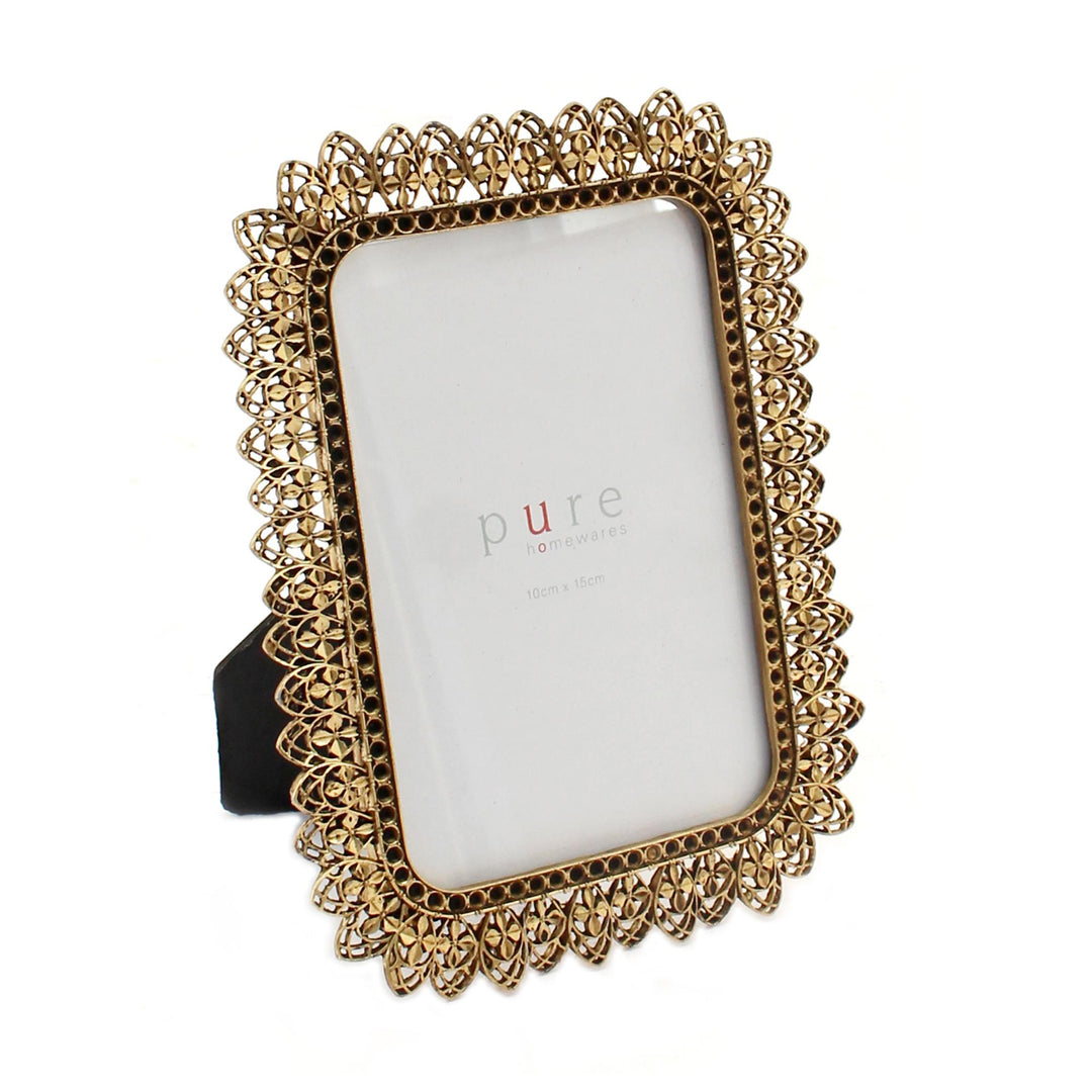Ellery Gold Pewter Frame Leaf Design