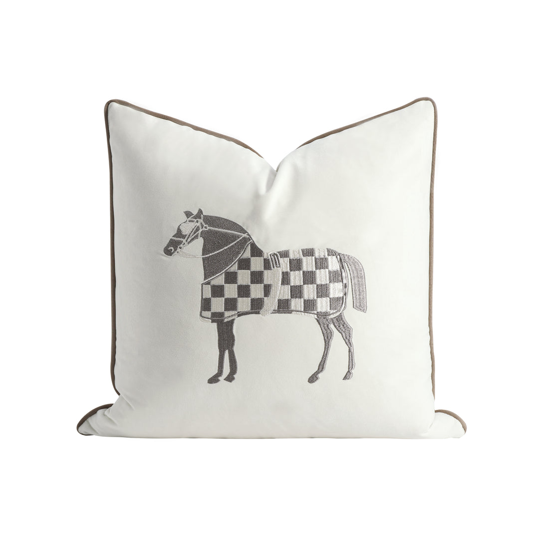 Horse Brown Embroidery Cushion 55cm