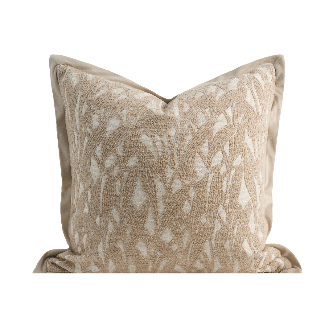 Fernery Beige Chenille Jacquard Cushion 60cm