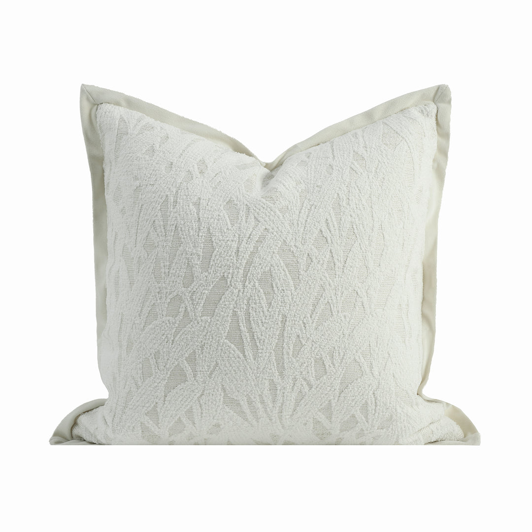 Fernery White Chenille Jacquard Cushion 60cm