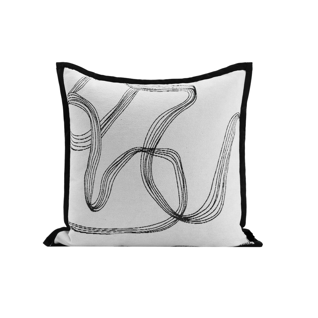Lines Black White Jacquard Cushion 60cm