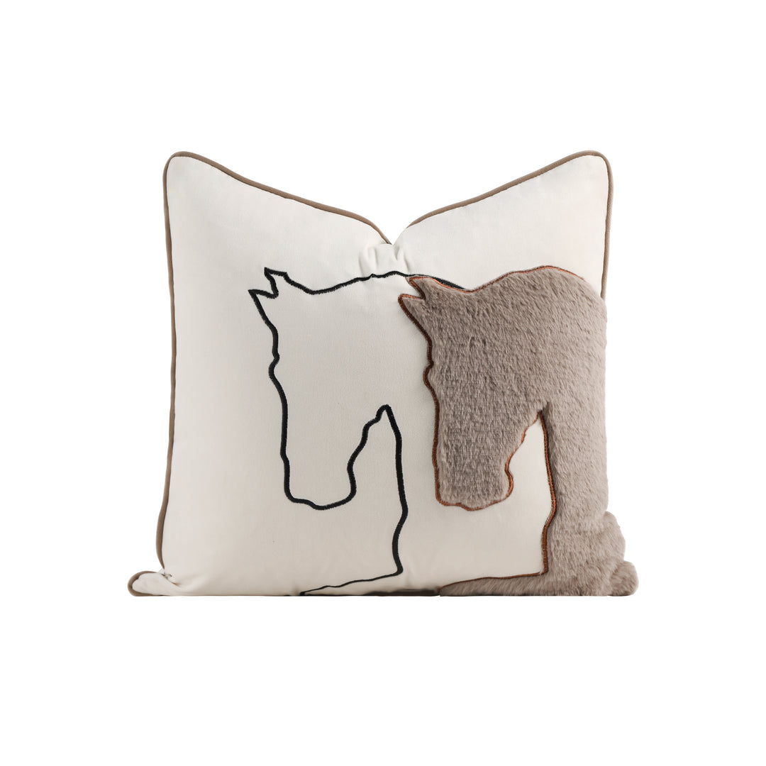 Lined Horse Applique Embroidery Cushion 55cm