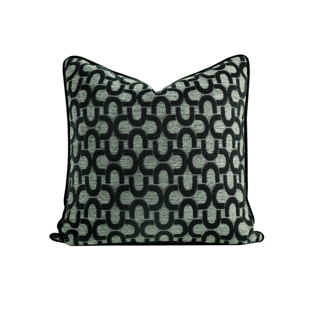 Chenille Black Jacquard Cushion 60cm