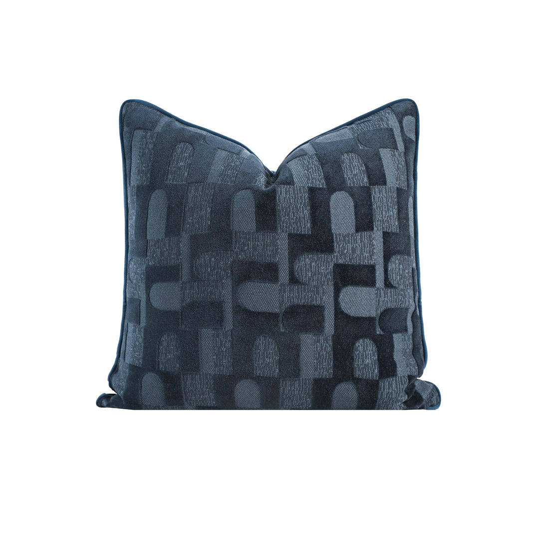 Abstract Jacquard Cushion Blue 60cm