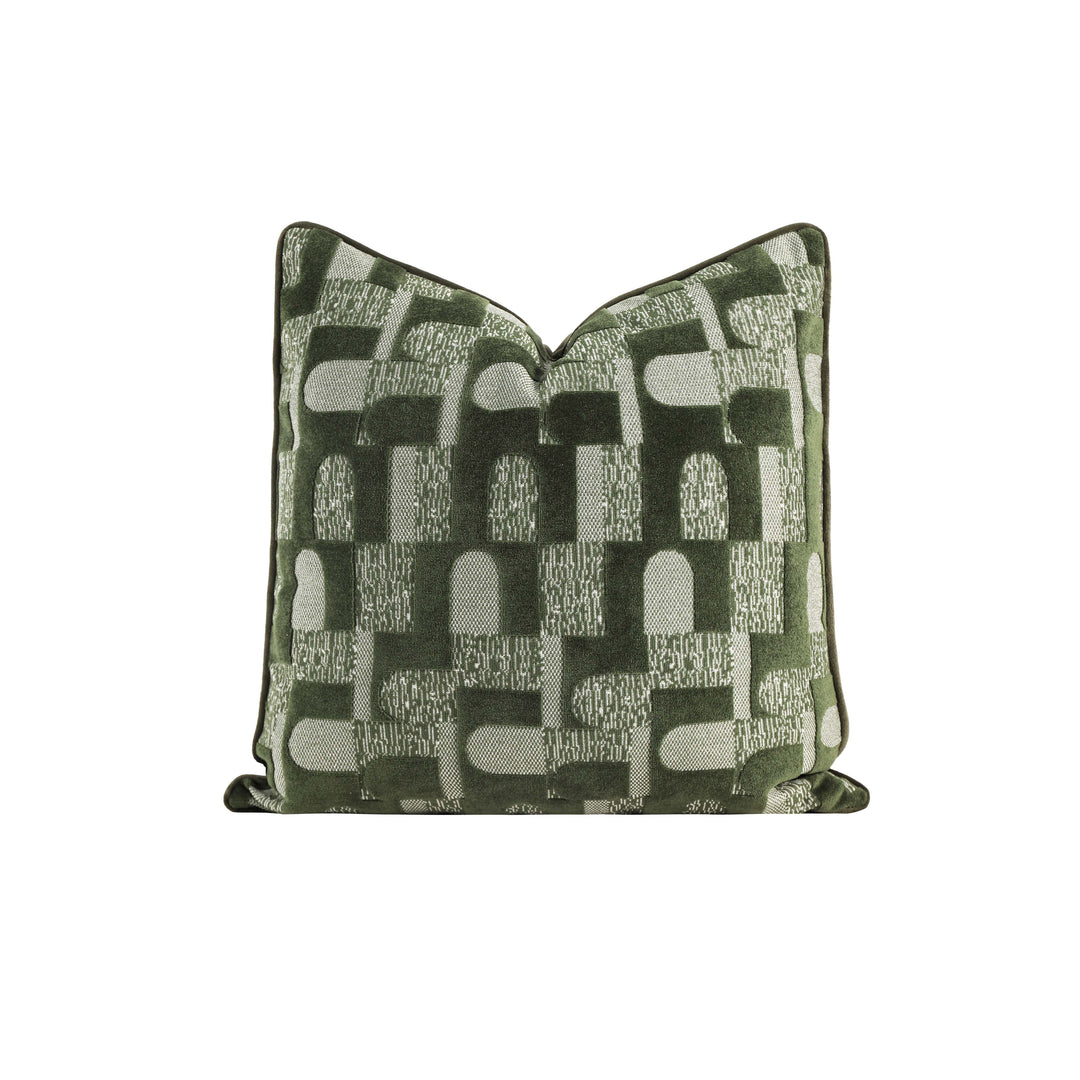 Abstract Jacquard Cushion Green 60cm