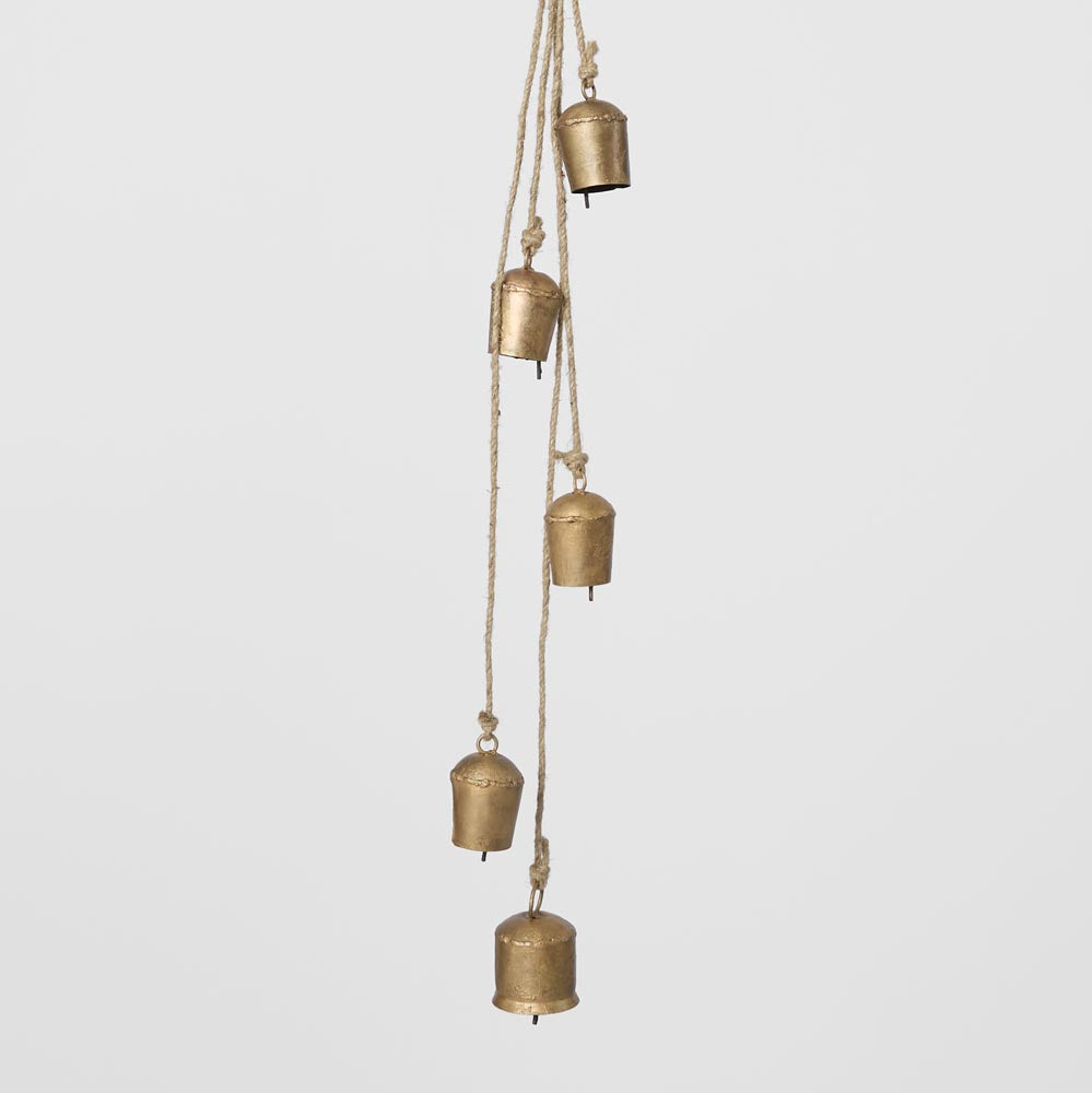 Mini Cow Bell Bunch Antique Gold 4.5x70cm