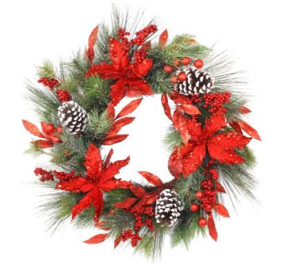 Wreath Ponsettia Red 65cm