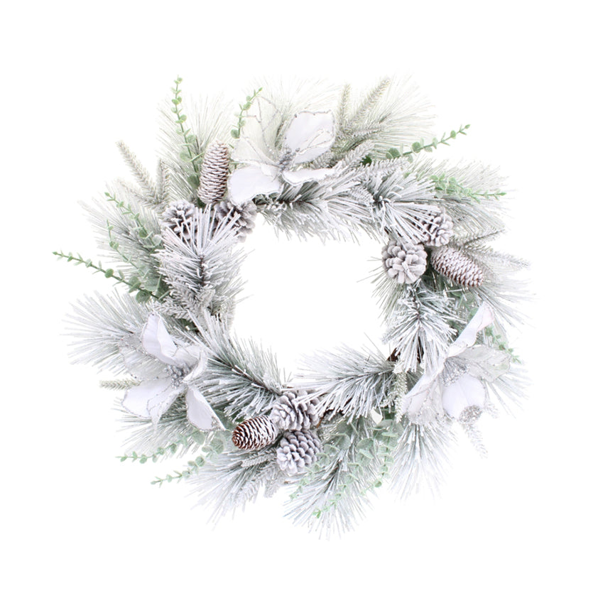 Magnolia White Wreath 65cm