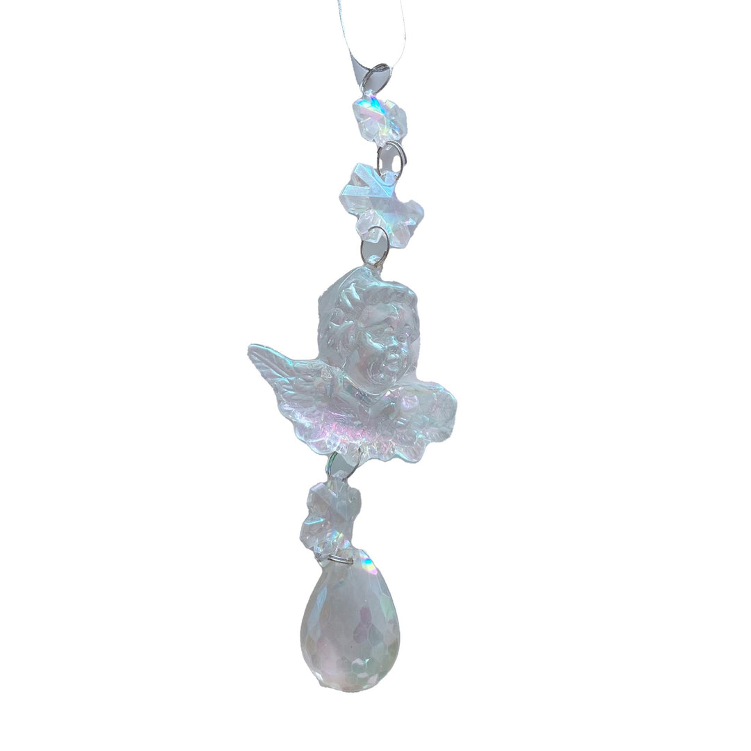 Acrylic Irridescent Clear Cherub Drop 20cm