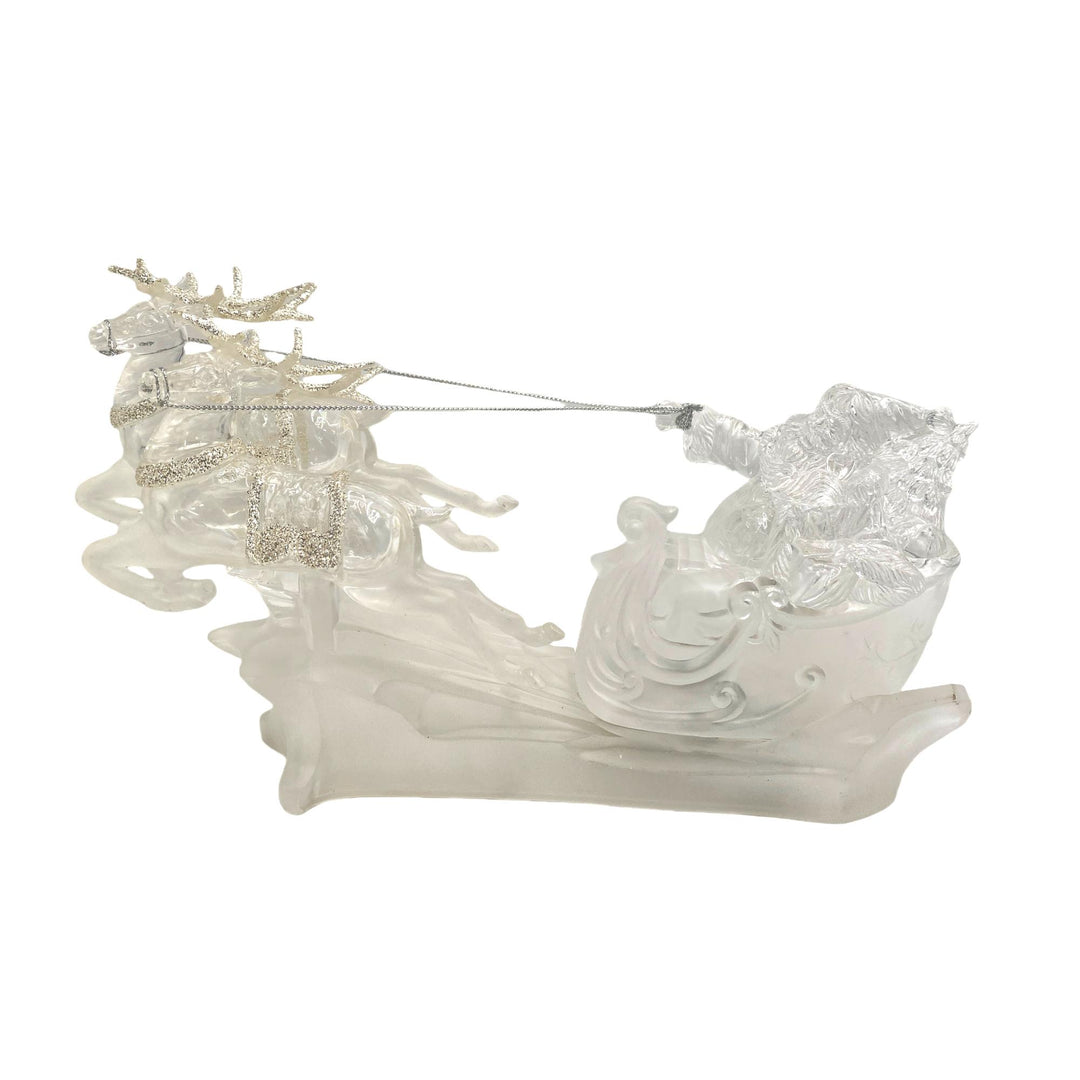 Acrylic Led Frosted Deer Sleigh W/Santa 36x13x23