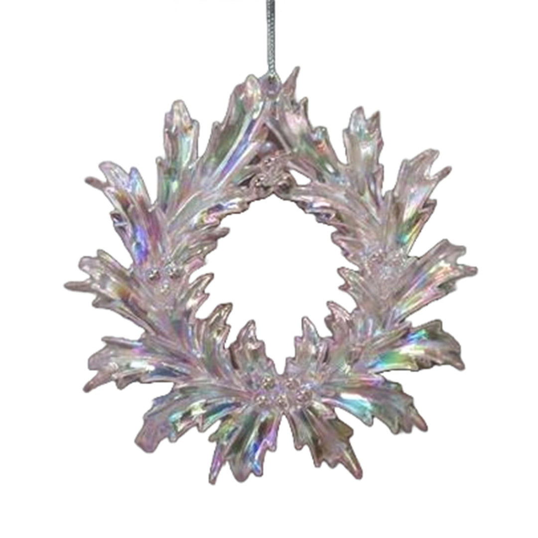 Acrylic Irridescent Wreath Dec Pink 13x1.8x12.7