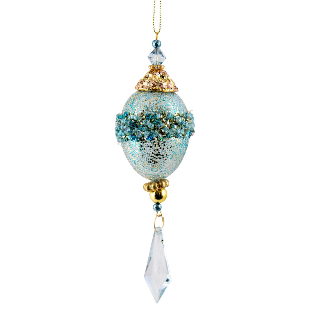 Acrylic Crusted Champagne Tiffany Oval Drop 5x5x17