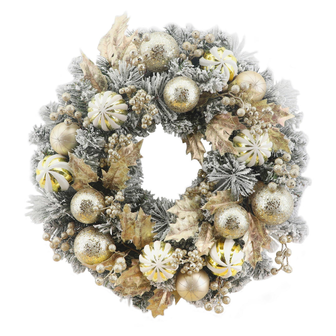 Mixed Champagne Holly Wreath 60x60