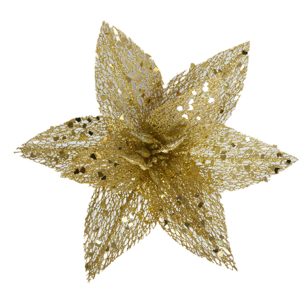 Clip On Fabric Ponsettia Gold Net 29x12