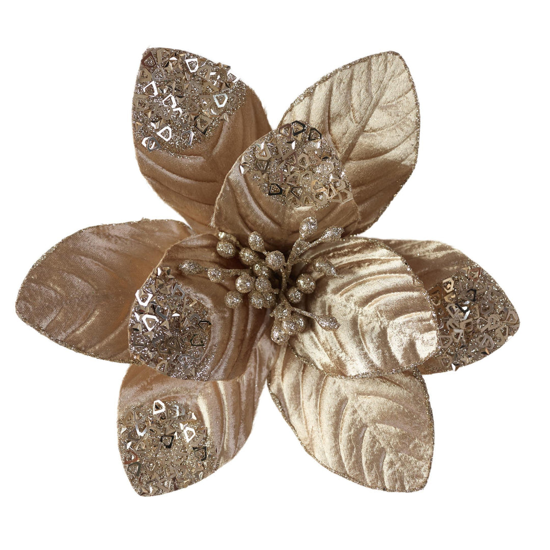 Clip On Fabric Ponsettia Champagne Sequin Tops 26x10
