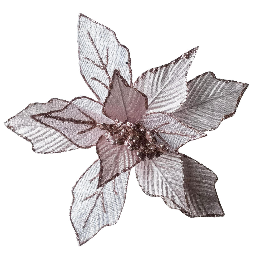 Clip On Poinsettia Pink Musk Glitter 28x28x6.5