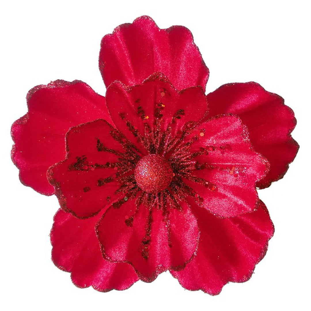 Clip On Magnolia Matte Red Glitter Edge 22x22x6.5